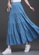 Long flared Boho skirt in solid color