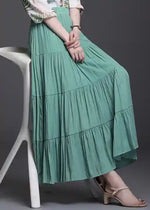 Long flared Boho skirt in solid color