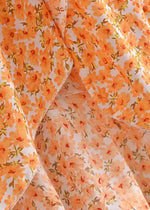 Long wrap Skirt Boho asymmetric Floral pattern Orange