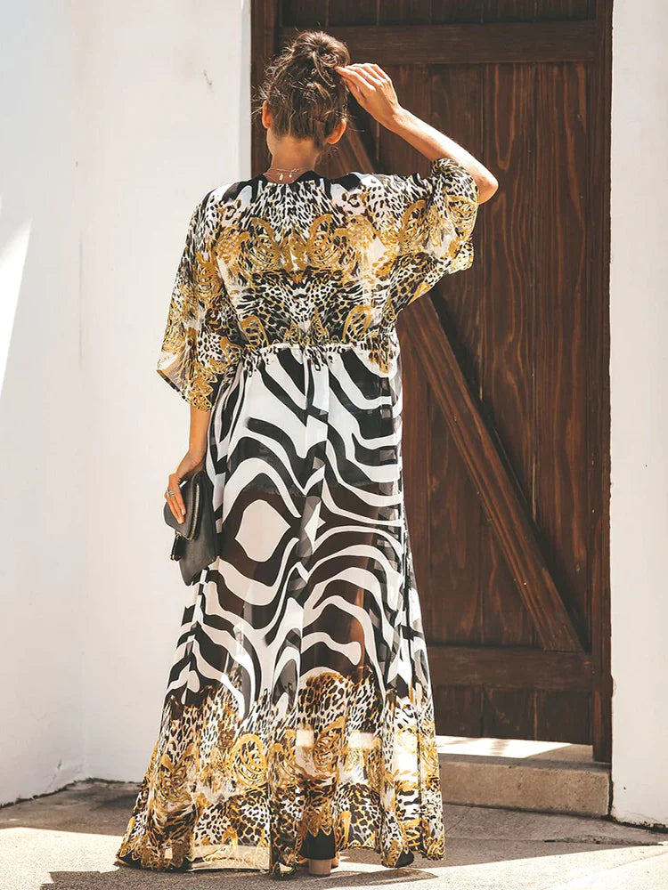 Animal Print Kimono Cover Up