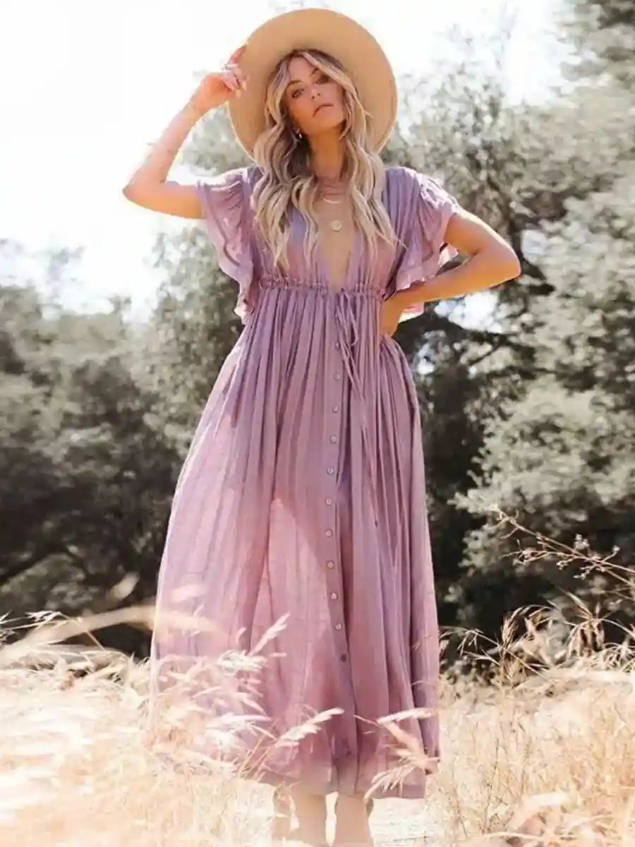 bohemian beach dresses Elegant Cotton Floral Print Woman Maxi Dress Boho Beach 2 Pieces Gown 12 / Picture Color