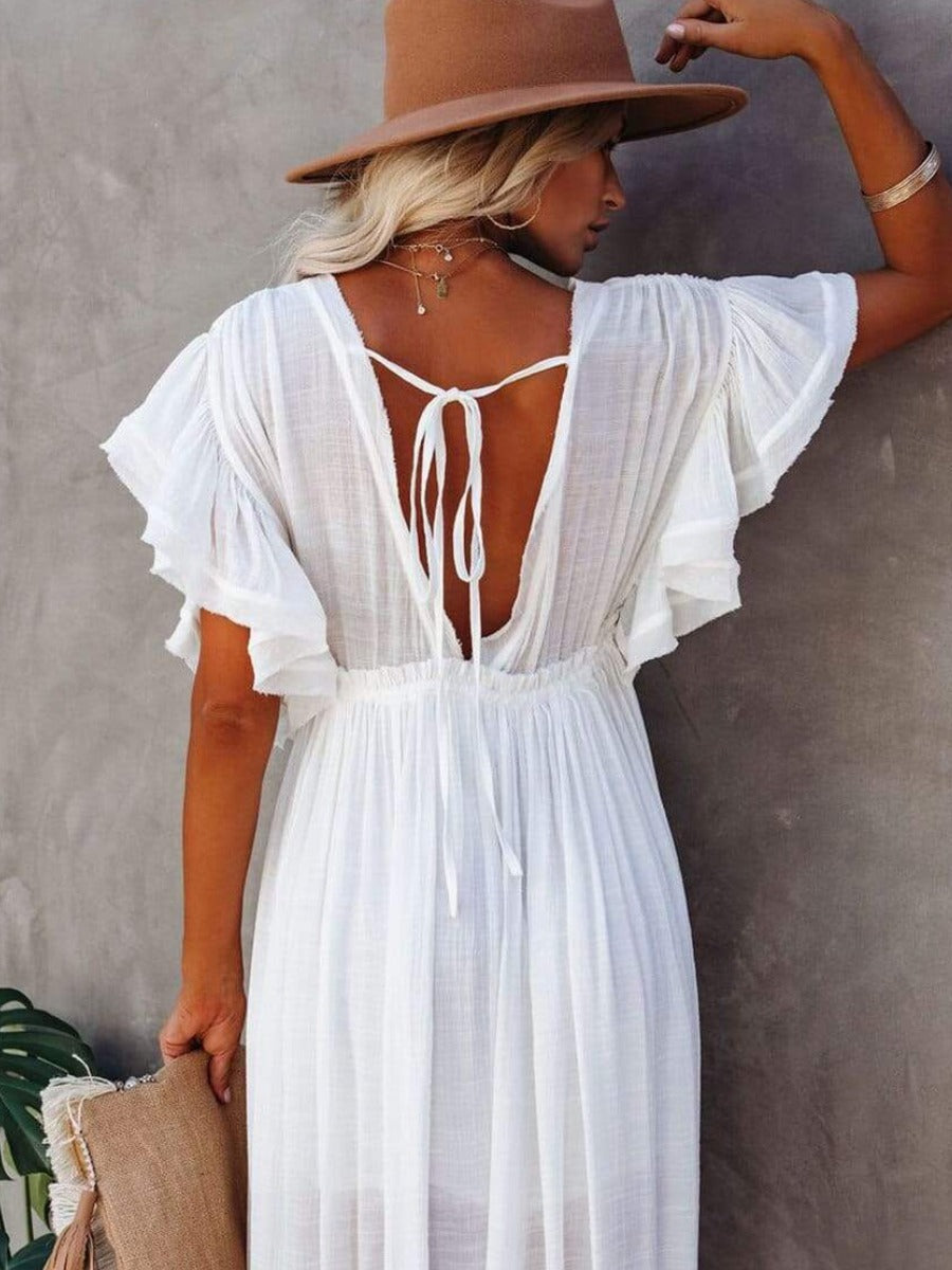 Maxi Dress in Boho style in White