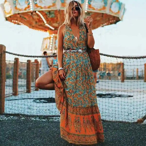 hippie dress Champagne Mermaid Wedding Dress main image 0