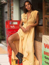 Maxi Long Bohemian Split Dress in Yellow