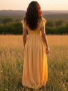 Maxi Long Bohemian Split Dress in Yellow