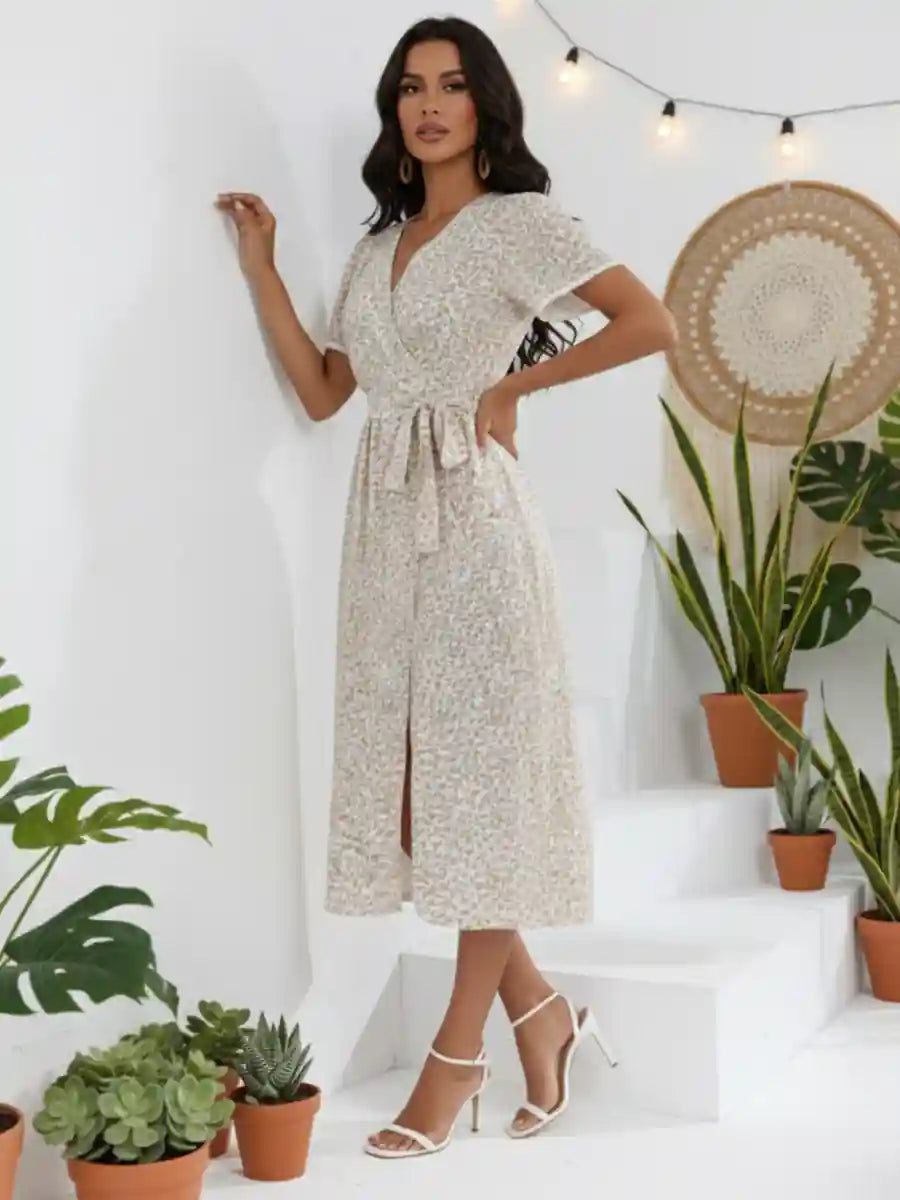 Mid-Length Boho Dress With Floral Print