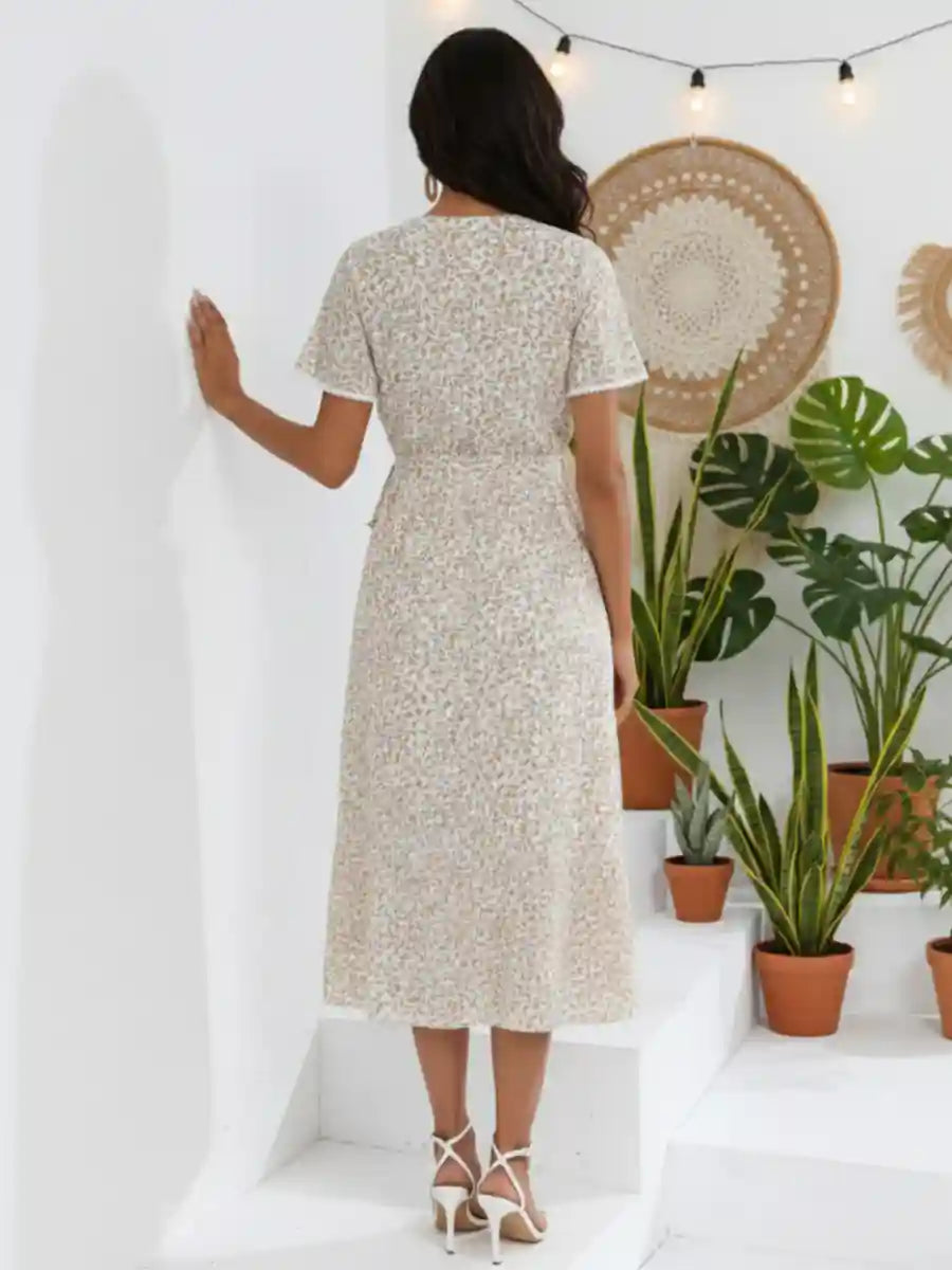 Mid-Length Boho Dress With Floral Print