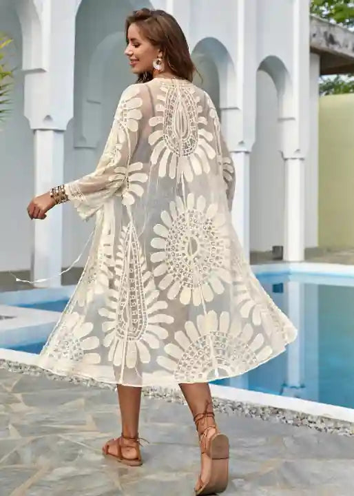 Mid-length Kimono White Lace Boho