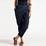 Mid-length Pants with pockets, zipper fly with tie belt