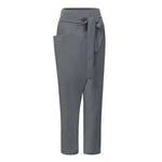 Mid-length Pants with pockets, zipper fly with tie belt