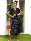 Midi Boho Black Dress with Polka dots
