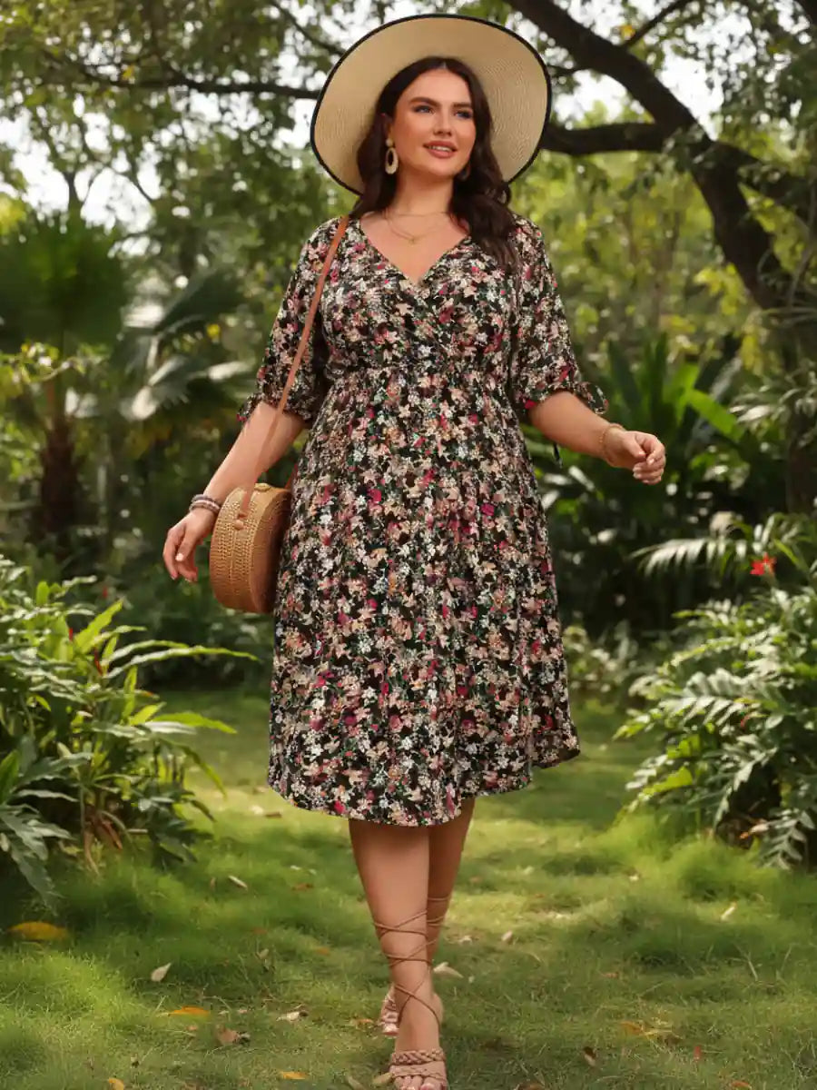 Mini Bohemian Dress with Floral Print