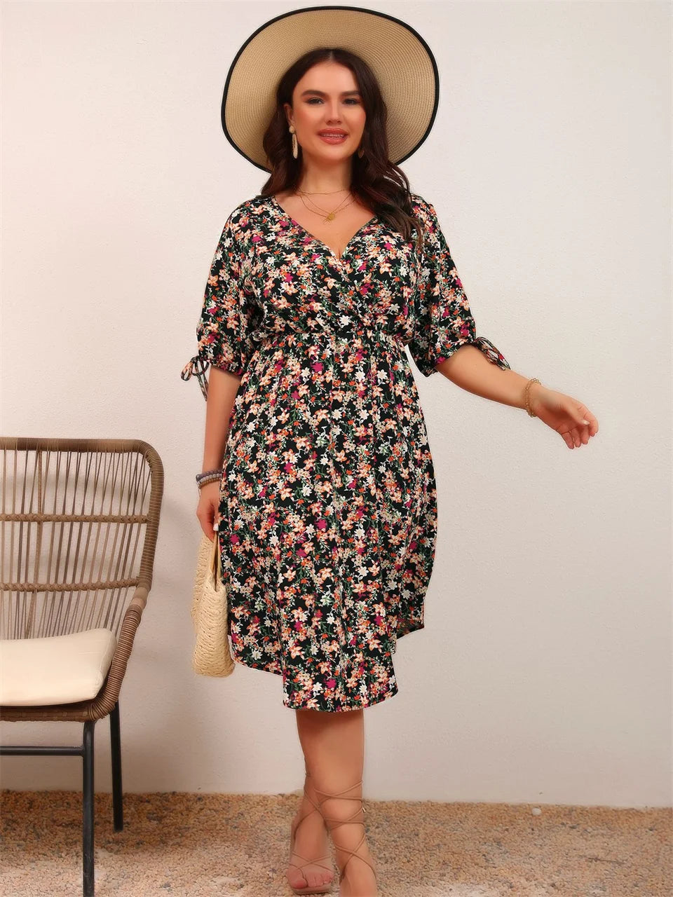 Mini Bohemian Dress with Floral Print