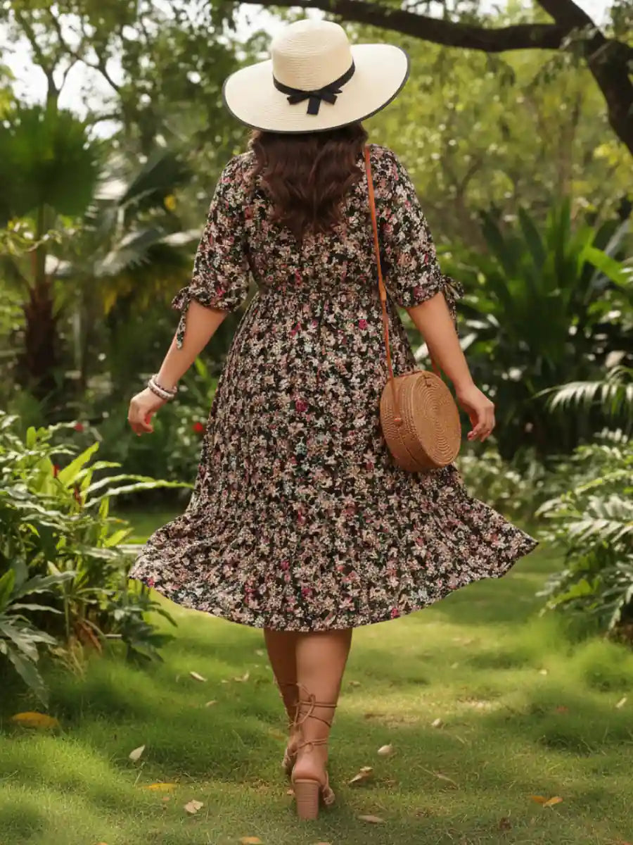Mini Bohemian Dress with Floral Print