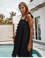 Mini Embroidered Dress in Black