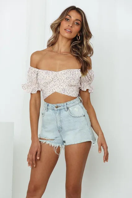 Off the Shoulder Boho Crop Top