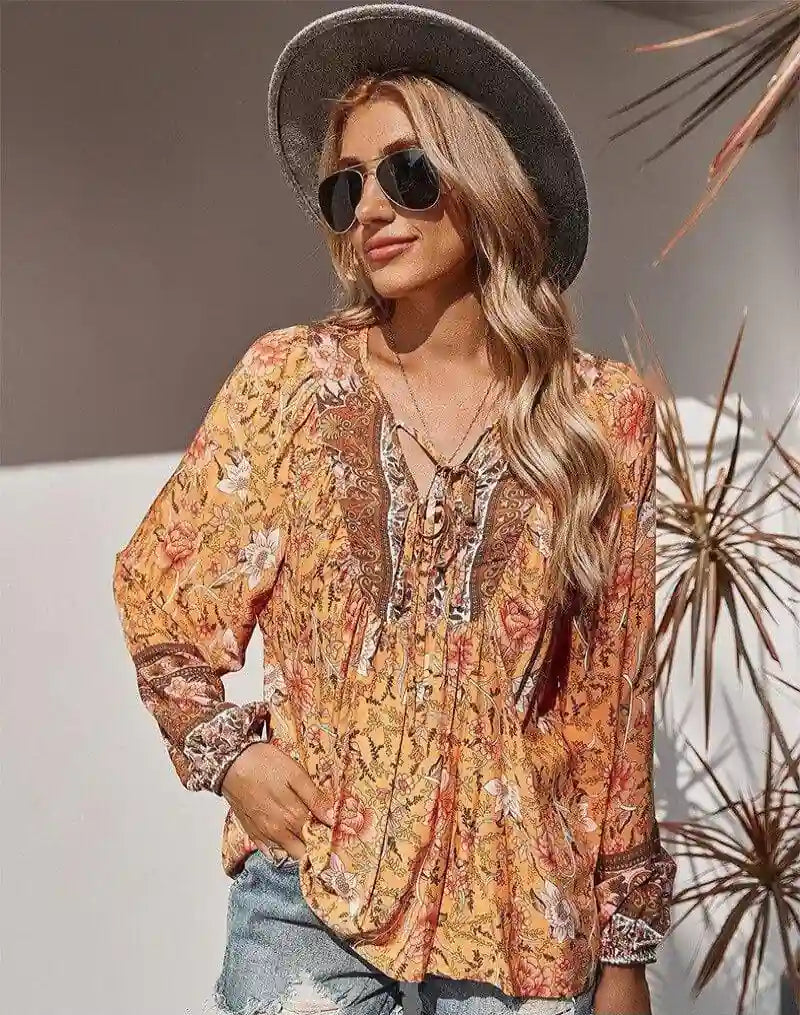 Orange Boho Blouse