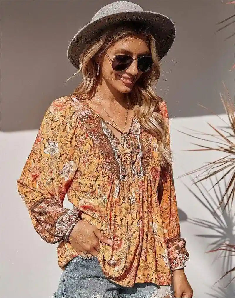 Orange Boho Blouse