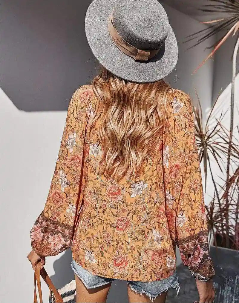 Orange Boho Blouse