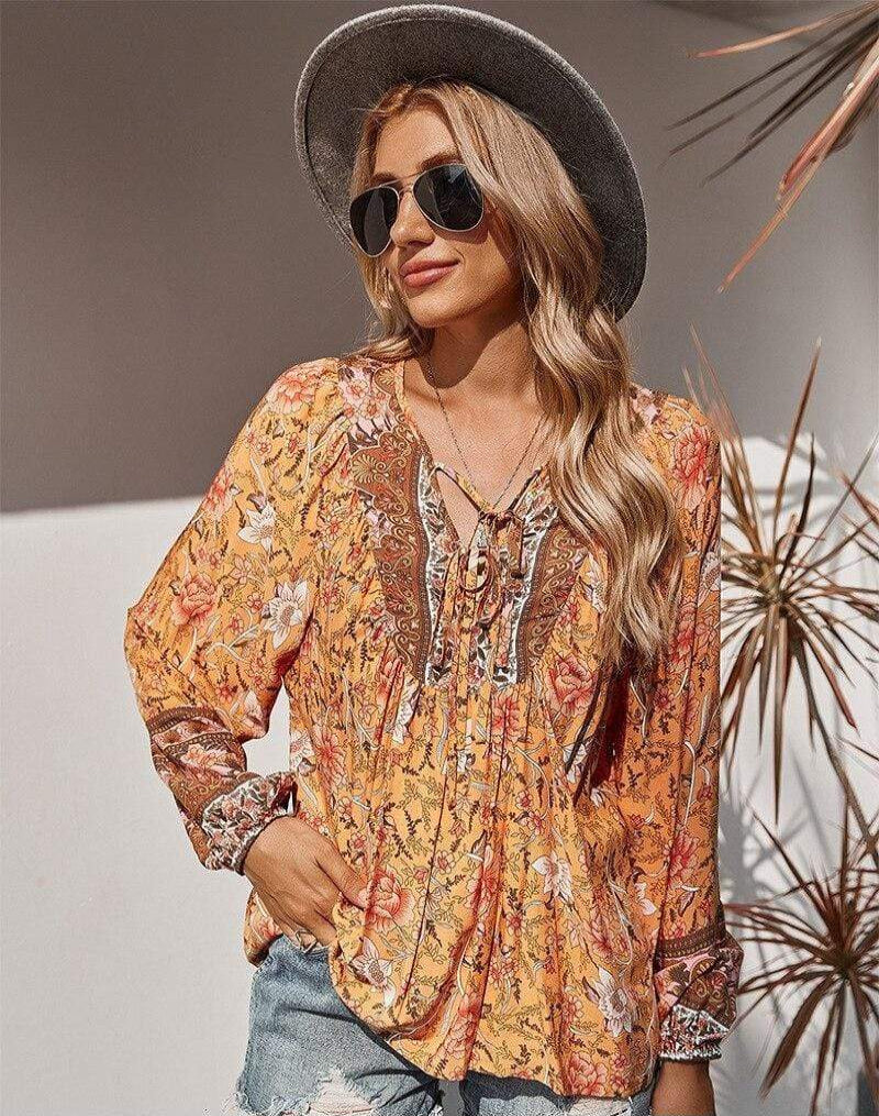 Orange Boho Blouse