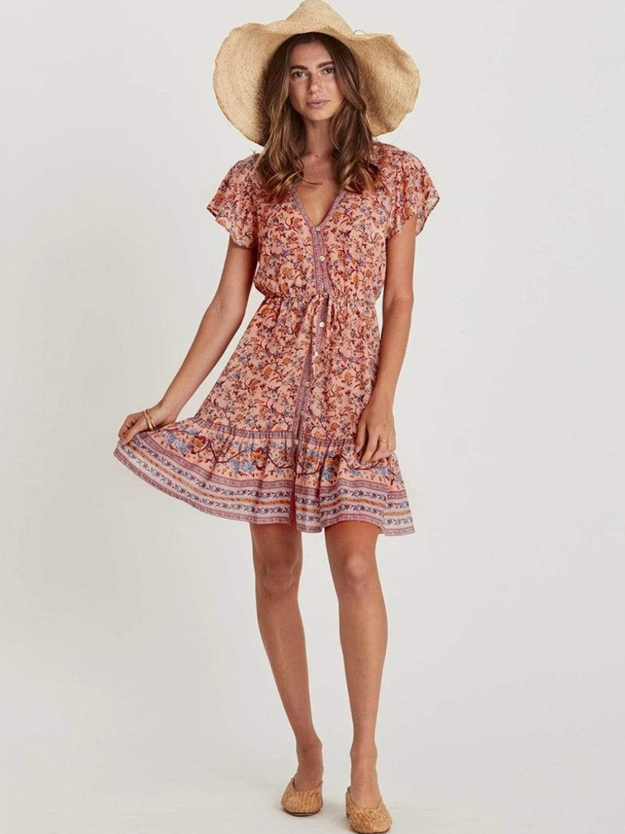 Orange Boho Chic Dress