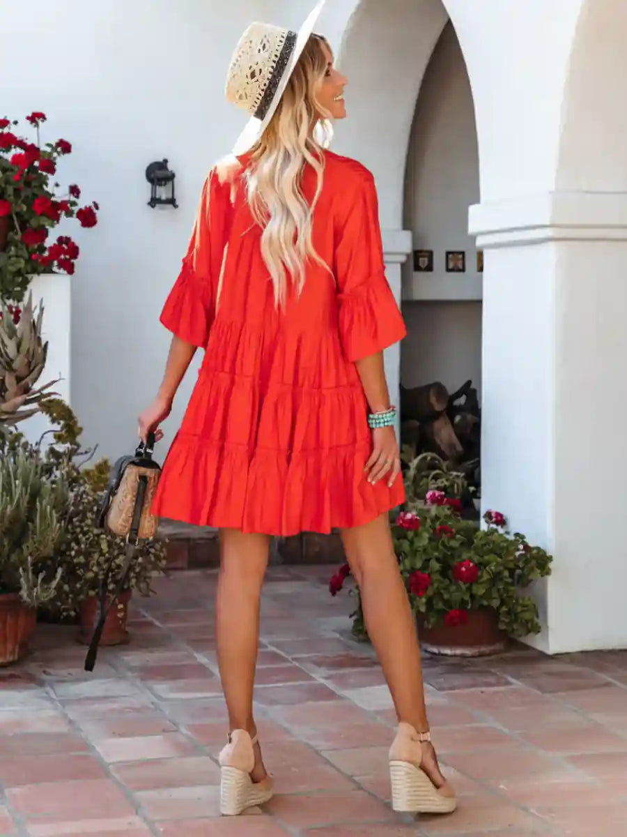 boho dress orange Floral Boho Maxi Dress - Beach Vacation Sundress