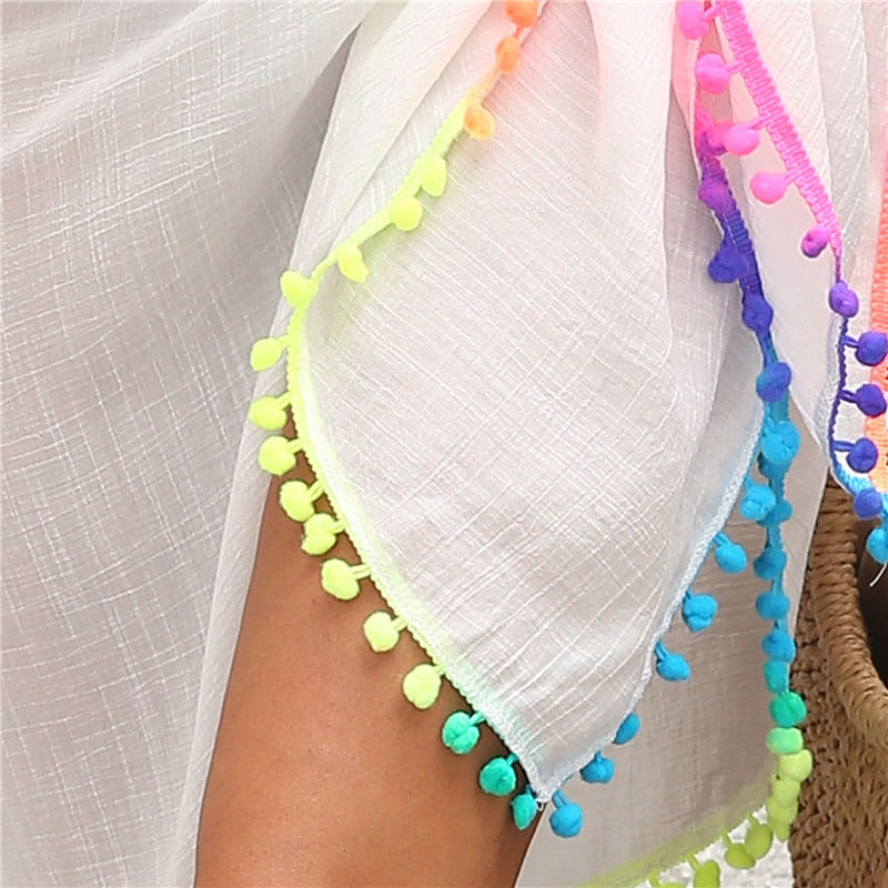Pareo Cover Up with Pom Poms