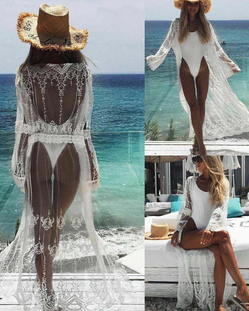 White Lace Kimono Beach