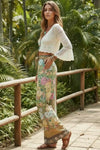 Peacock Print Wide Leg Boho Pants