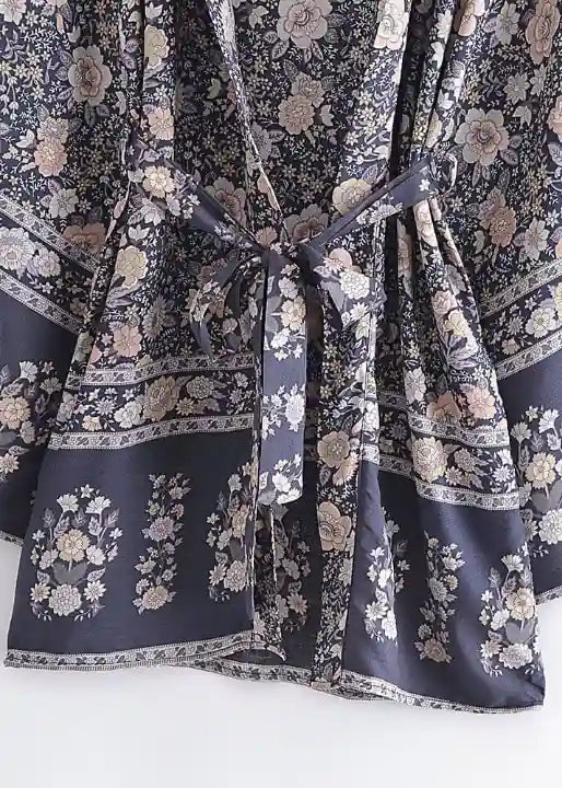 Perfect Boho Purple Floral Kimono Belted
