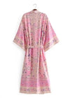 Perfect Long Pink Floral Kimono
