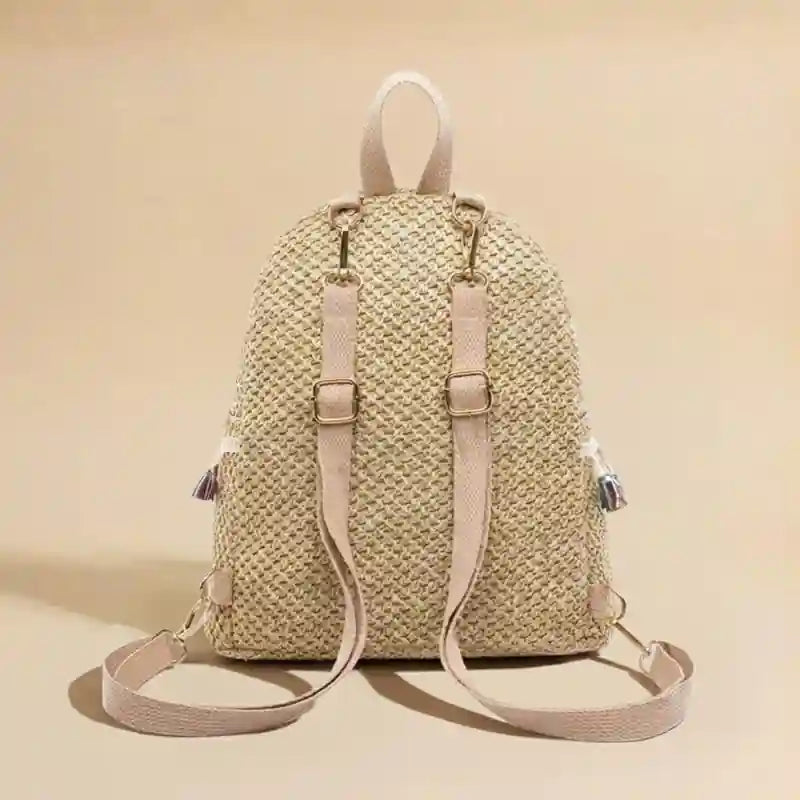 boho mini backpack Pompom Boho Backpack