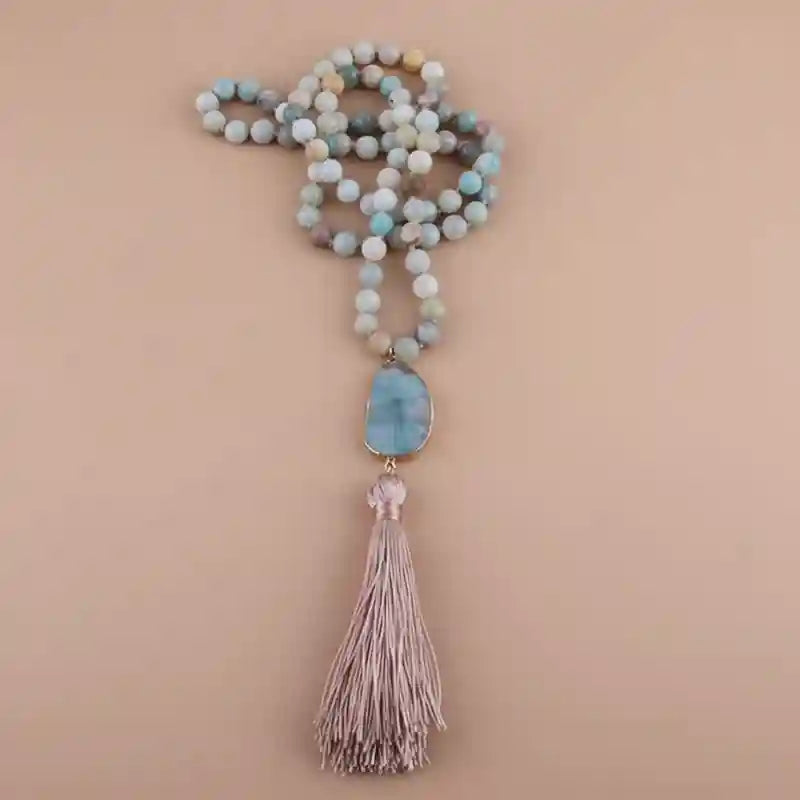 Pompom Pendant Boho Beads Necklace