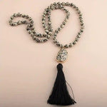 Pompom Pendant Boho Beads Necklace