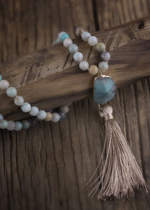 Pompom Pendant Boho Beads Necklace