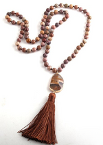 Pompom Pendant Boho Beads Necklace