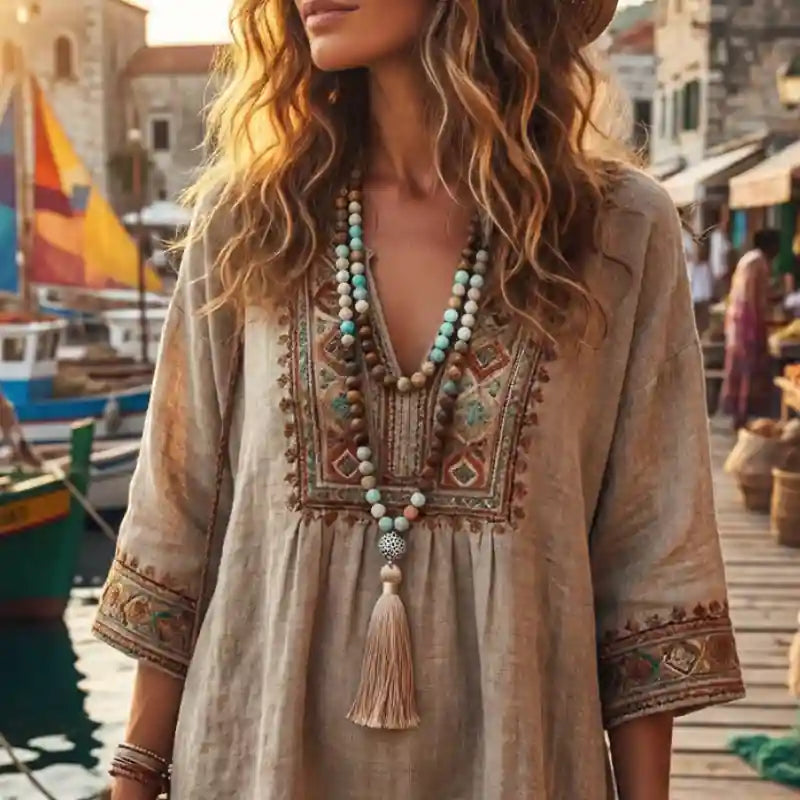 Pompom Pendant Long Boho Necklace