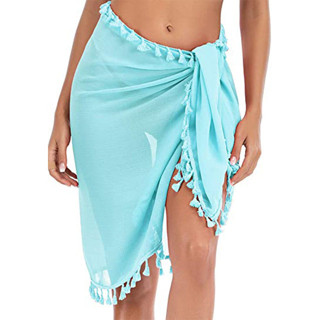Pompoms Sarong Beach Cover Up