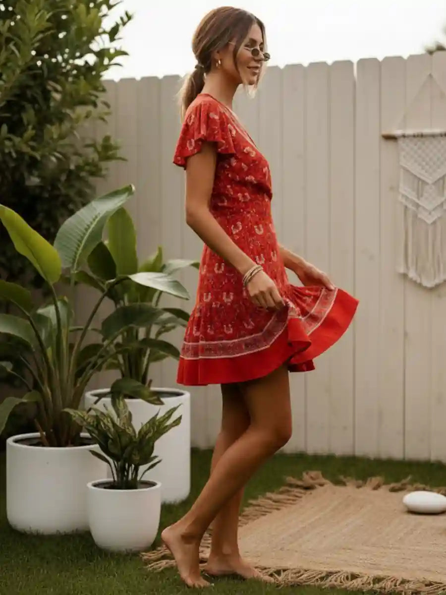 Red Boho-Style Dress Red Boho-Style Dress