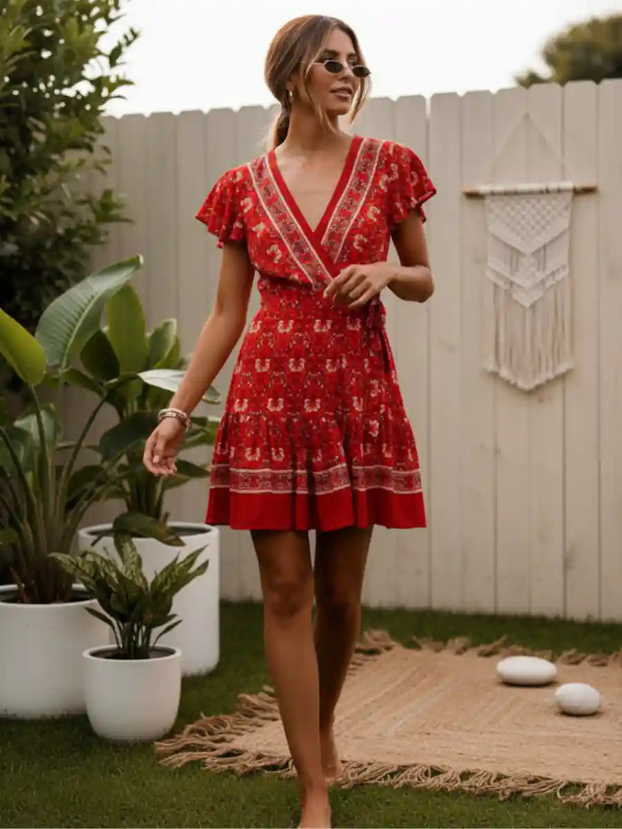 boho dress red Red Boho-Style Dress
