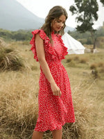 Red Boho Midi Dress