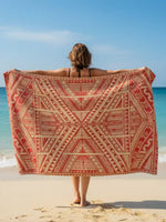 Red Tribal Boho Beach Sarong Wrap