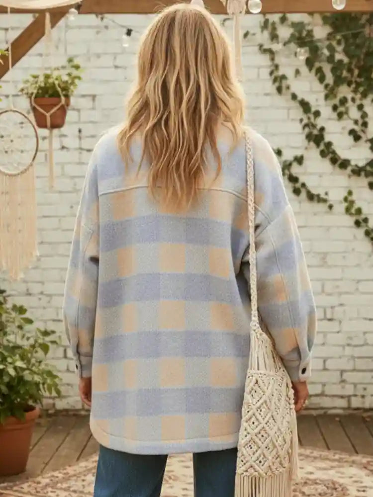 Relaxed Fit Boho Plaid Jacket