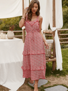 Retro Red Floral Long Dress