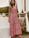 Retro Red Floral Long Dress