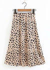 Retro Satin Boho midi skirts, leopard print