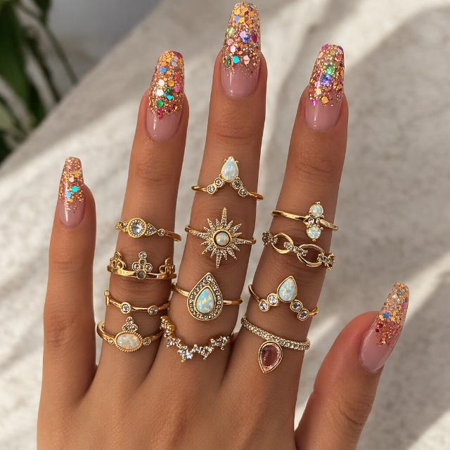 Boho Midi Ring Set