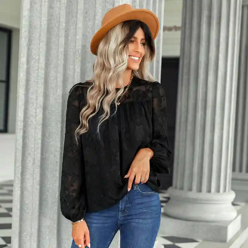 Romantic Blouse Boho Black