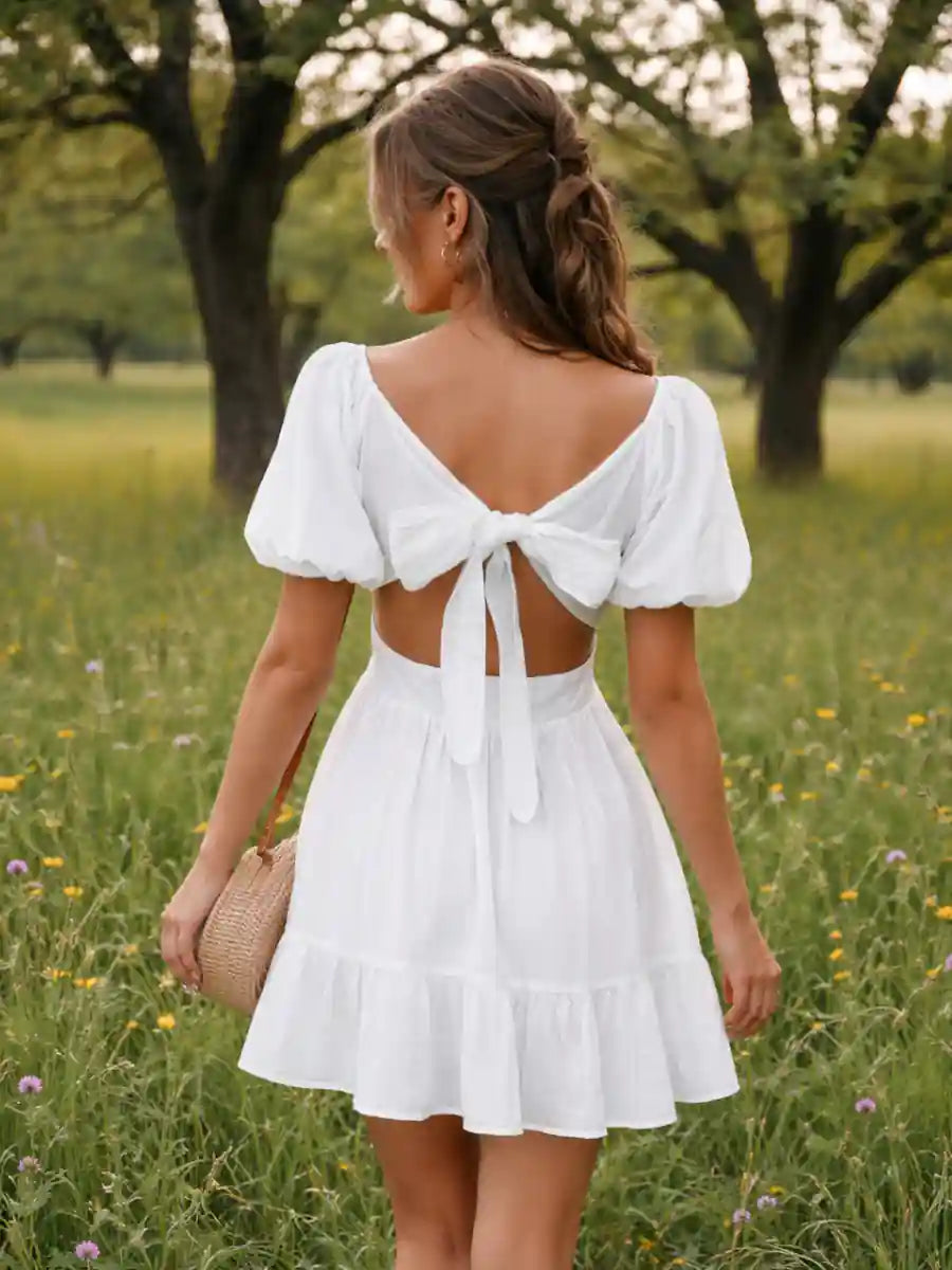 Romantic Short Dress in White | Boho Mood Bobo Mood Romantic Short Dress in White | Boho Mood Bobo Mood