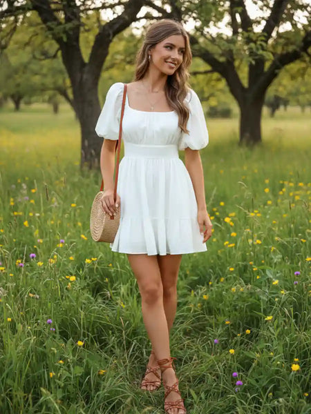 Romantic Short Dress in White | Boho Mood Bobo Mood Romantic Short Dress in White | Boho Mood Bobo Mood